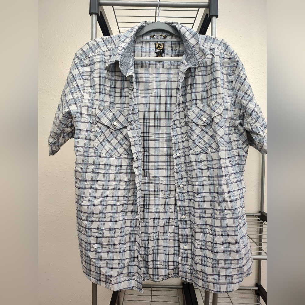 Noble Outfitters Light Blue Plaid Casual Shirt Size XL